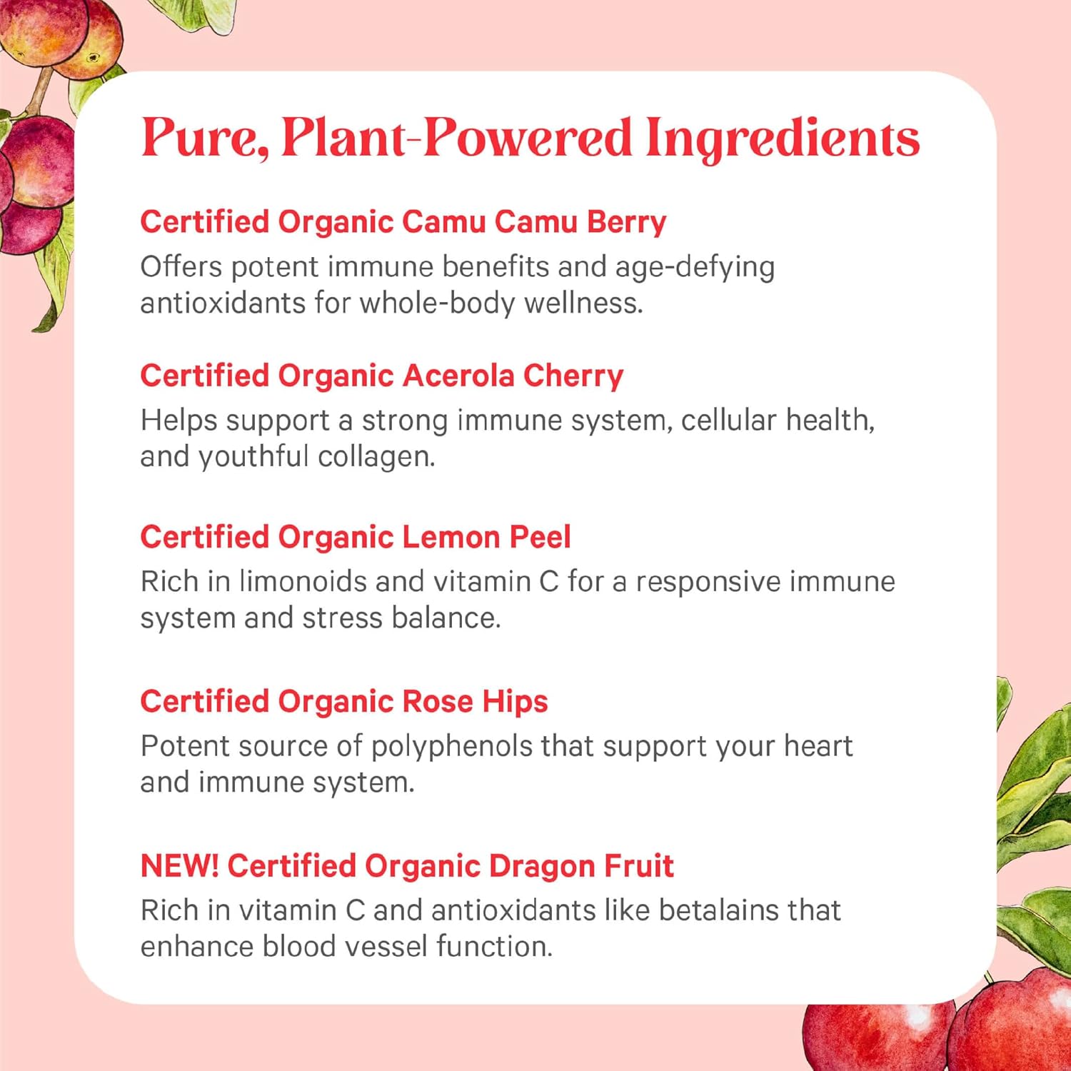 PURE SYNERGY Pure Radiance C | Cápsulas de Vitamina C Orgánica | 100% Natural, Alimento Integral, No-GMO con Camu Camu Orgánico | Apoyo Inmunitario y de Colágeno (90 Cápsulas)