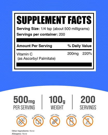 BulkSupplements Ascorbil Palmitato en Polvo – La protección de las células frente al daño oxidativo. – Image 2