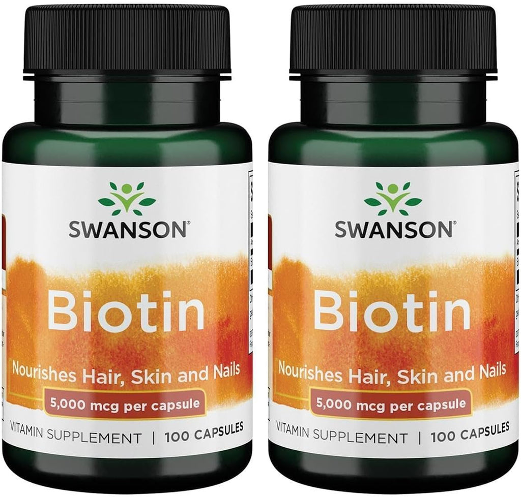 Swanson Biotin Vitamina B7 5000 mcg - 100 Cápsulas