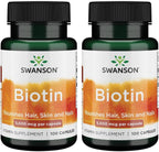 Swanson Biotin Vitamina B7 5000 mcg - 100 Cápsulas