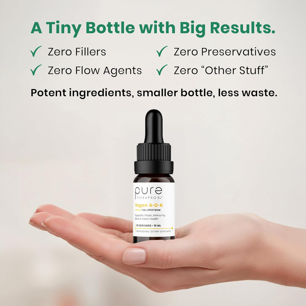 Pure Therapro Rx Vegan A-D-K Drops 10 ml - Complejo de Vitaminas A, D3 y K2 Liposomal