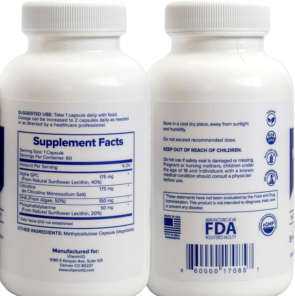 VitaminIQ Mommy Brain Postnatal - 60 Cápsulas - Salud Cognitiva, Estado de Ánimo y Energía