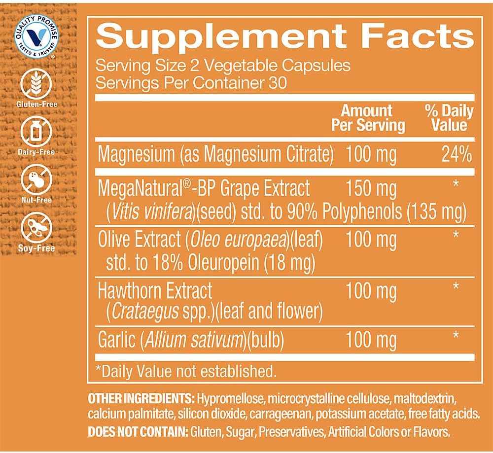 The Vitamin Shoppe Apoyo para la Presión Arterial - Fórmula para la Salud Cardiovascular | 60 Cápsulas