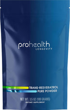 ProHealth Longevity Trans-Resveratrol en Polvo 100 Gramos - Grado Farmacéutico, 1000 mg por Porción