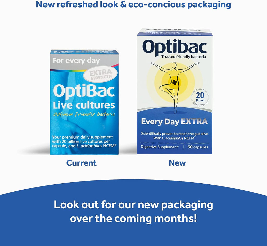 Optibac Probiotics Every Day Extra 30 Cápsulas | Probiótico Digestivo de Alta Potencia con 20 Mil Millones de UFC | Lactobacillus acidophilus NCFM | Vegano