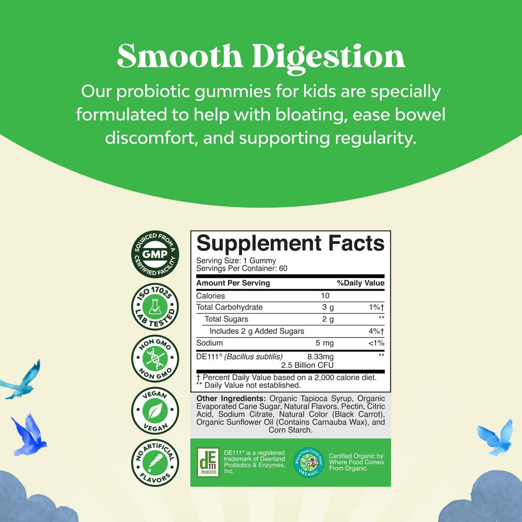 Probióticos Orgánicos para Niños - Gominolas Sabor Fresa - 60 uds (Pack de 2)