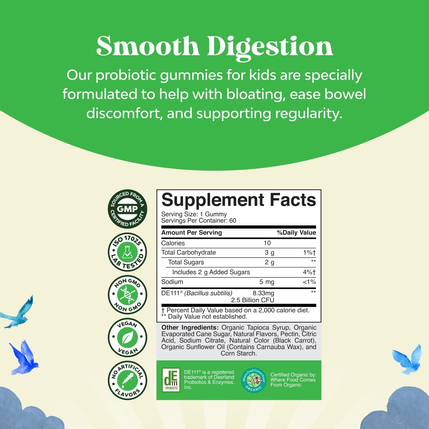 Probióticos Orgánicos para Niños - Gominolas Sabor Fresa - 60 uds (Pack de 2)