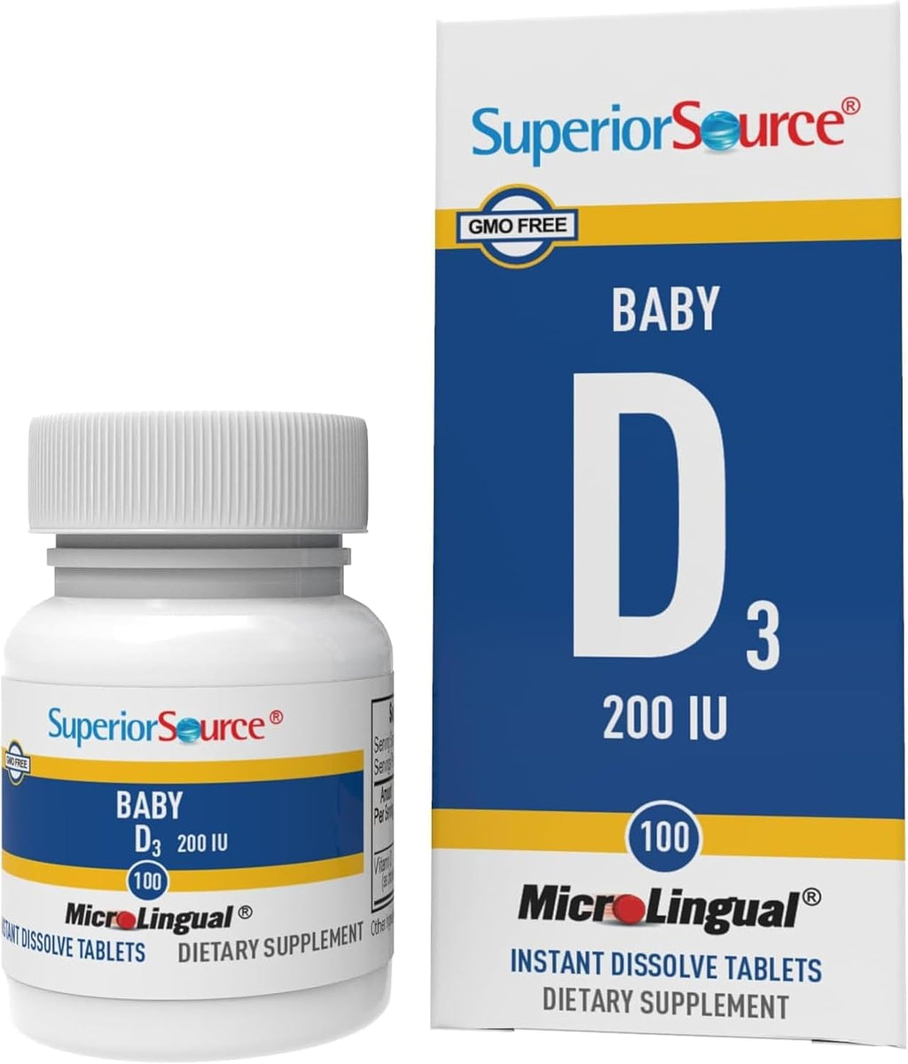 Superior Source Vitamina D3 Bebé - 100 tabletas MicroLingual de disolución instantánea