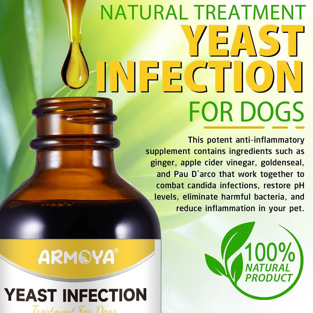 Tratamiento Natural contra la Levadura para Perros - Ayuda a Aliviar el Picor y la Inflamación - Complemento Herbal - 2 Oz