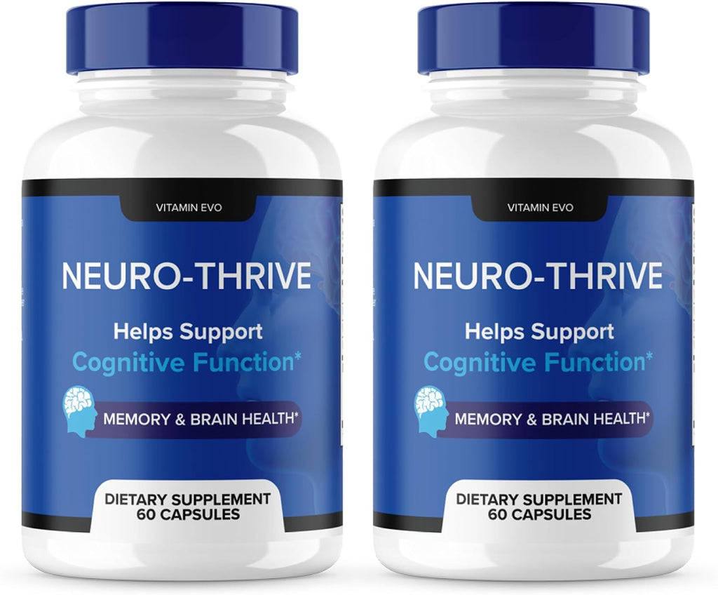 Neuro Thrive Complemento para la Memoria y Función Cognitiva con PQQ (2 Paquetes, 120 Cápsulas)