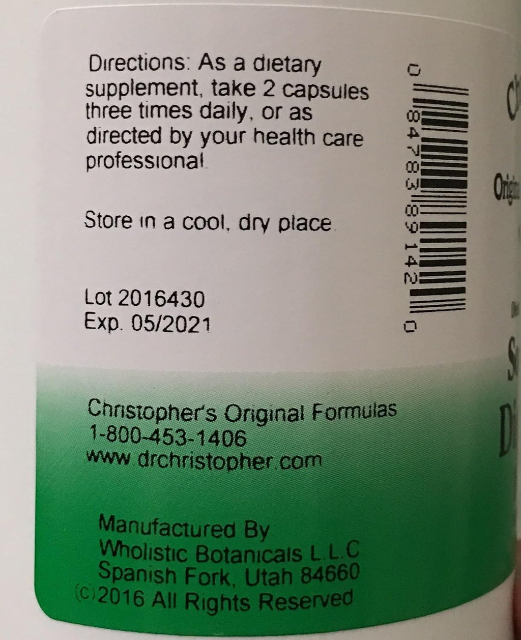 Fórmulas originales de Christopher para una digestión relajante - 180 cápsulas vegetales