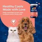 NaturVet Love Drops Plus Omegas - Suplemento para la Piel y el Pelo de Perros y Gatos - 200 Comprimidos Masticables Sabor a Mantequilla de Cacahuete