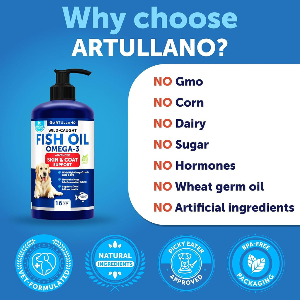 Artullano Aceite de Pescado Omega 3 para Perros - 473 ml