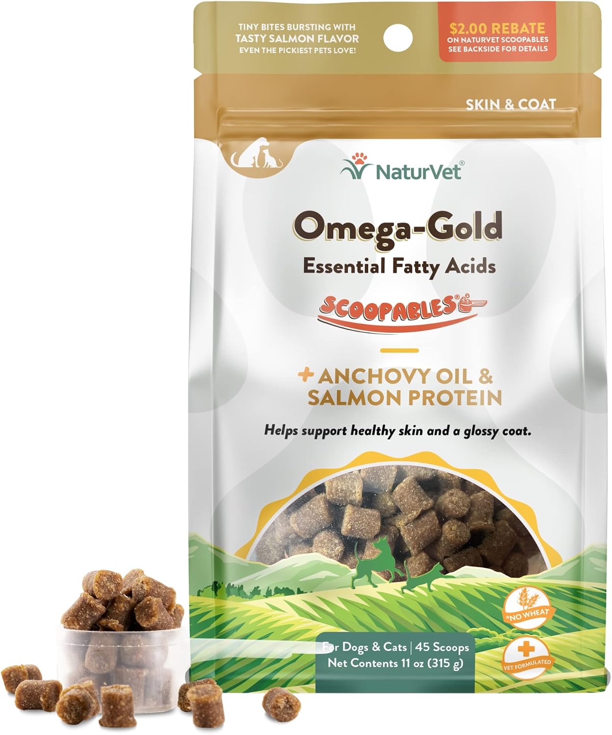 NaturVet Scoopables Omega-Gold Aceite de Anchoa y Salmón para Perros y Gatos - 311 g