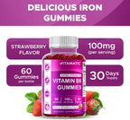 Vitamatic Vitamina B6 100mg - Sabor a Bayas Natural - 60 Gominolas a Base de Pectina - Apoyo Sistema Nervioso