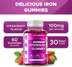 Vitamatic 2 Paquetes de Gomitas de Vitamina B6 100 mg – Sabor Natural a Fresa – 60 Gomitas a Base de Pectina por Frasco – Apoyo al Sistema Nervioso y Energía