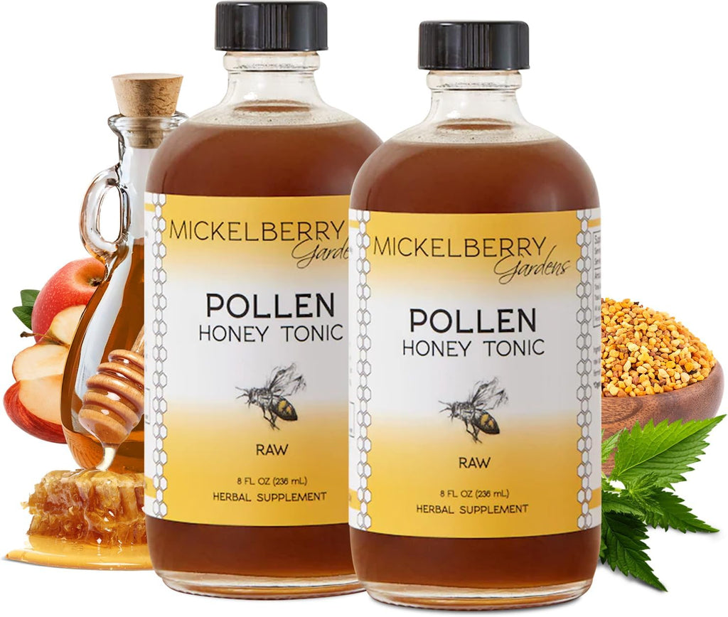Mickelberry Gardens Pollen Honey Tonic (Pack de 2, 118 ml cada uno) - Apoyo Respiratorio Natural
