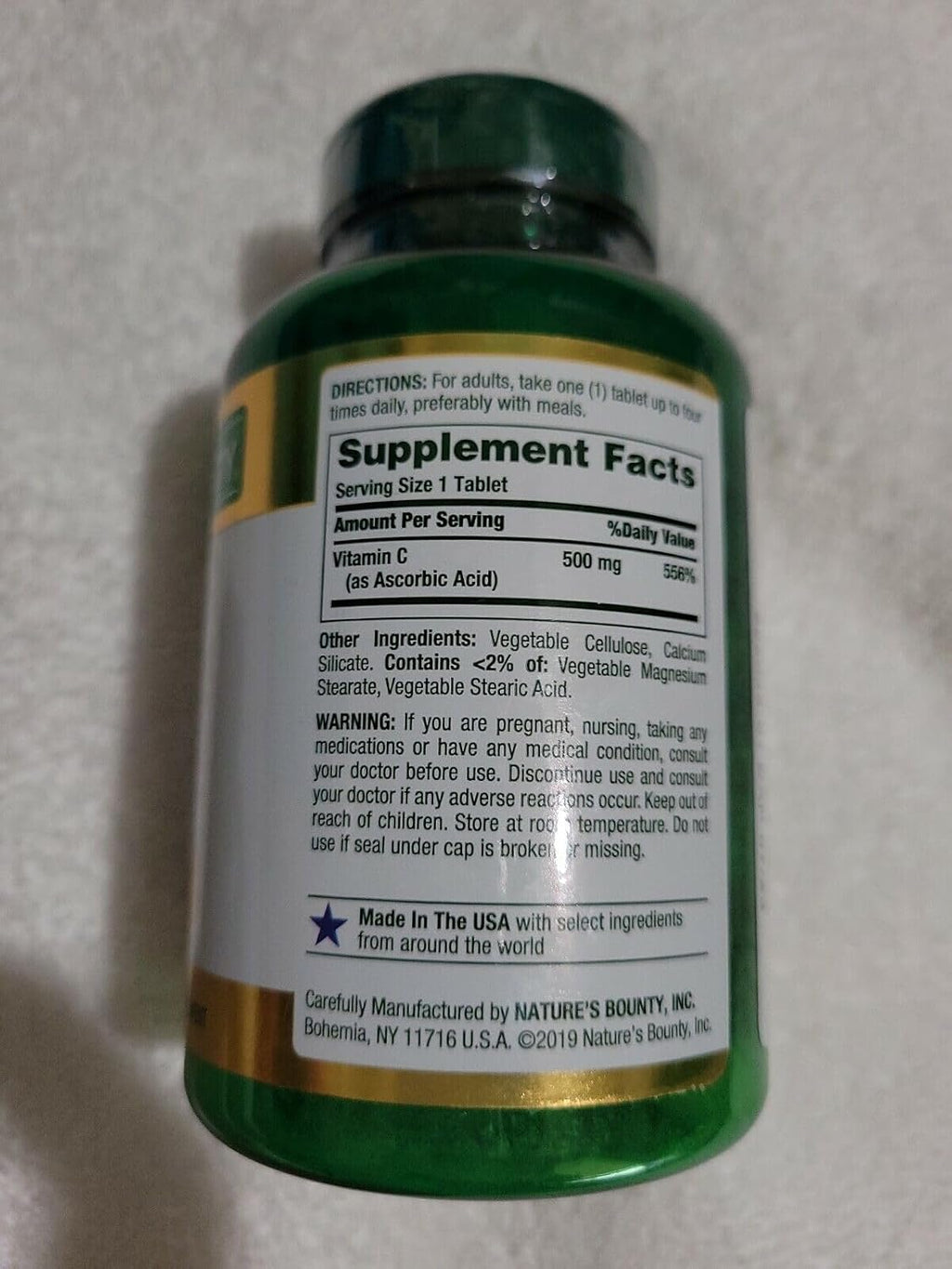 Nature's Bounty Vitamina C Pura 500 mg, 250 Comprimidos (Pack de 9)