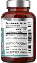 B-3 Nicotinamida 500 mg, 100 Cápsulas - Vitamina B3 Sin Rubor