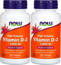 NOW Foods - Vitamina D3 1000 UI (180 cápsulas blandas) Pack de 2