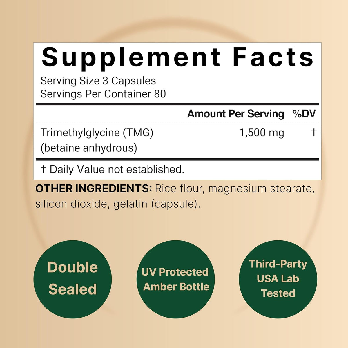 NatureBell TMG 1500mg, 240 Cápsulas - Betaina Anhidra Trimetilglicina – Image 2