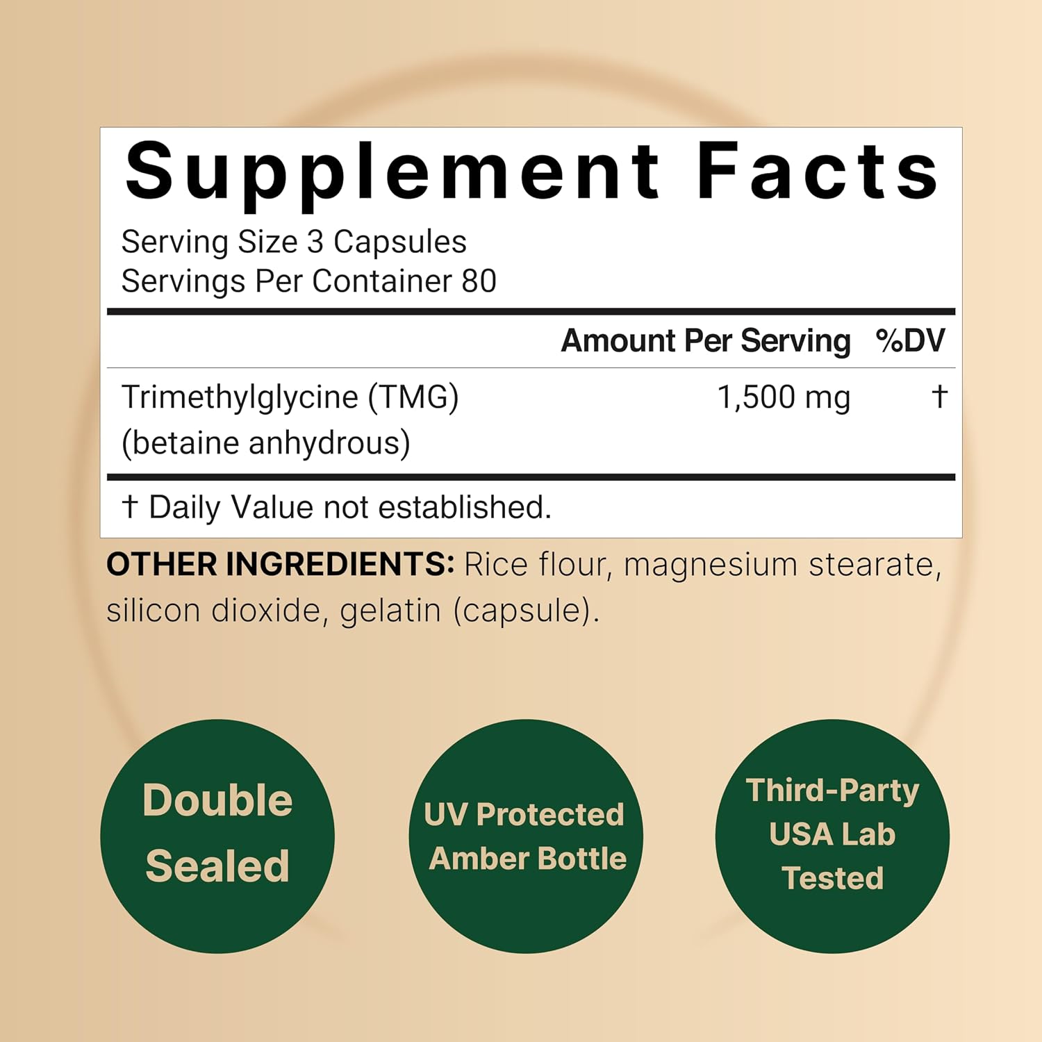 NatureBell TMG 1500mg, 240 Cápsulas - Betaina Anhidra Trimetilglicina