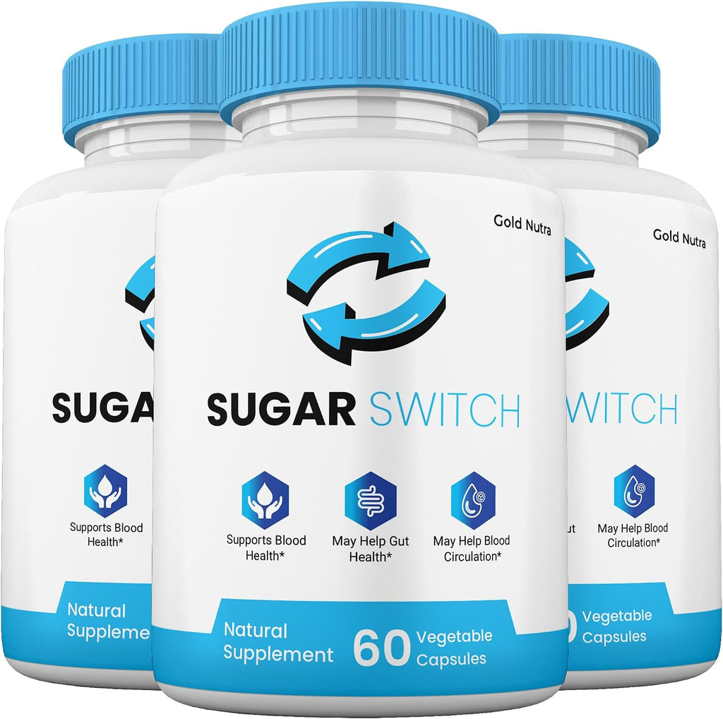 Gold Nutra SugarSwitch Cápsulas, Suplemento Natural, Fórmula de Alta Potencia Sin Gelatina (3 Envases)