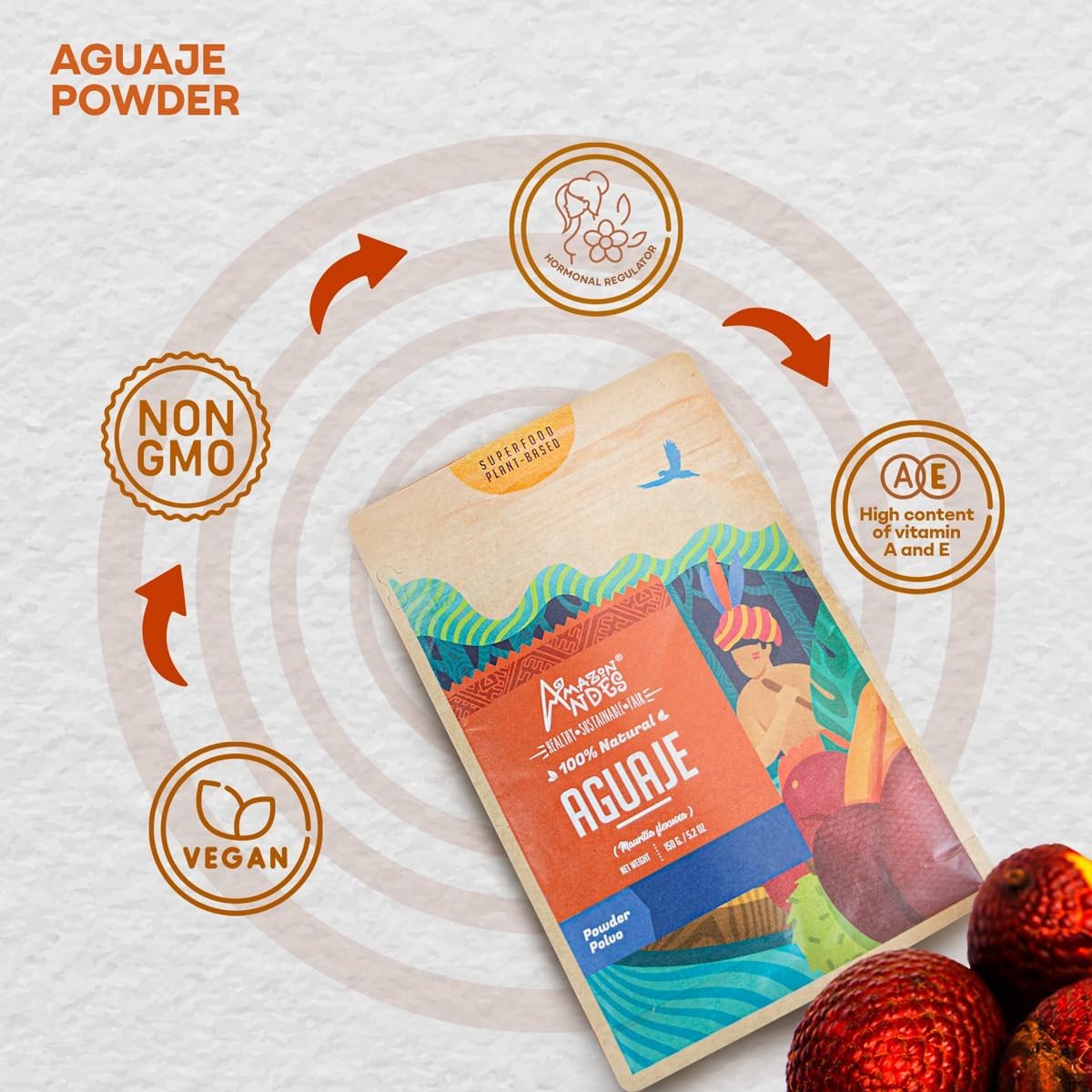 Amazon Andes Aguaje en Polvo - Buriti Silvestre de Perú - 5.2 oz (147 g)