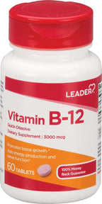 LEADER Vitamina B12 3000 mcg 60 Comprimidos (Pack de 3)