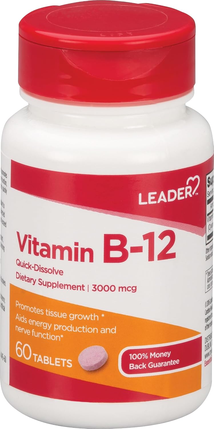 Leader Vitamin B12 3000 mcg Quick Dissolve Tablets, 60 Count