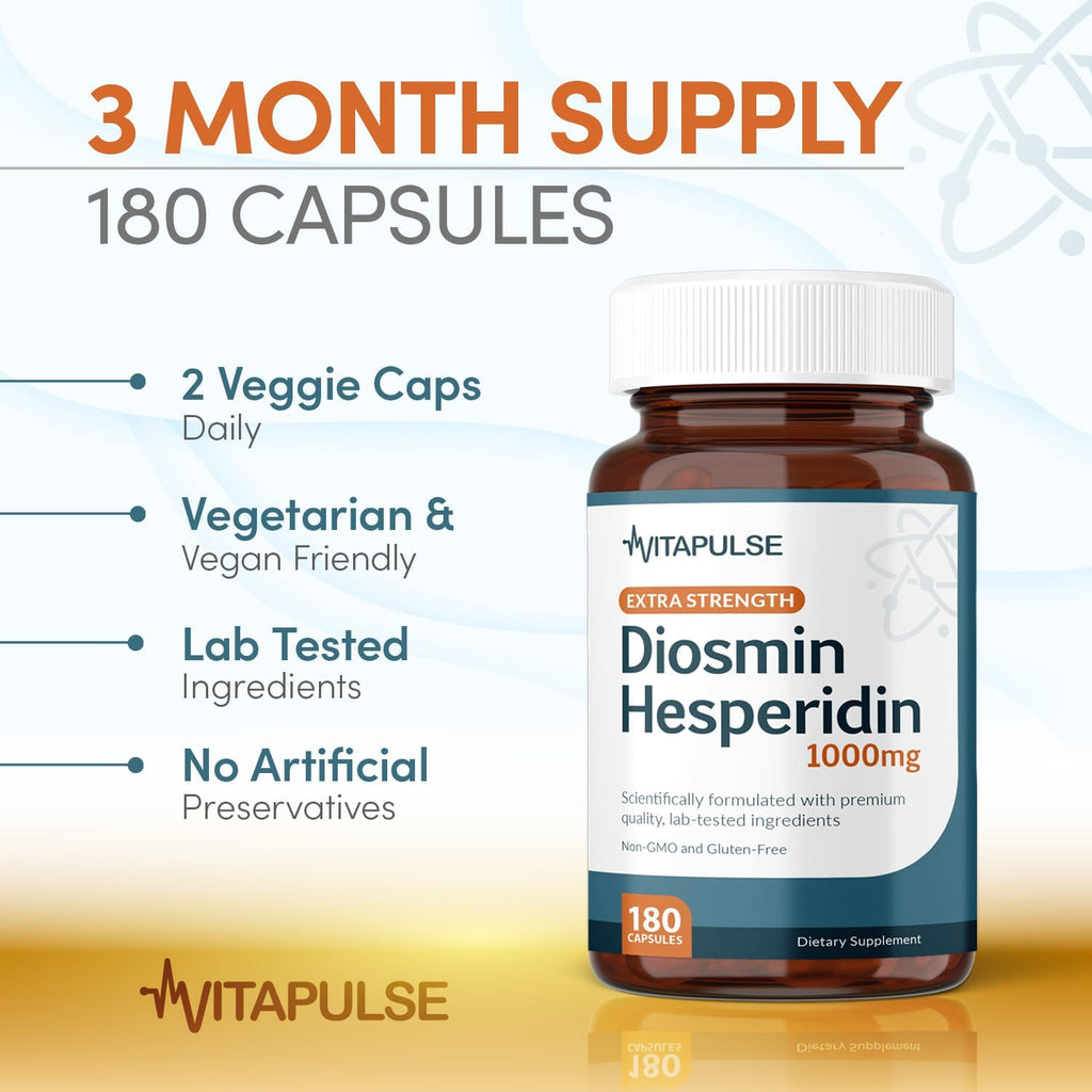 Hesperidin Plus 1000mg por Ración (180 Cápsulas Vegetarianas) - 90 Días de Suministro