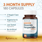 Hesperidin Plus 1000mg por Ración (180 Cápsulas Vegetarianas) - 90 Días de Suministro
