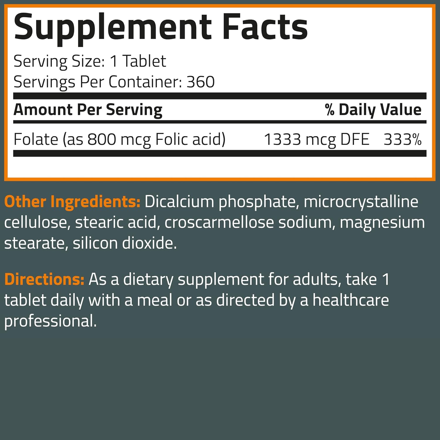 Bronson Ácido Fólico 800 mcg – 360 Comprimidos