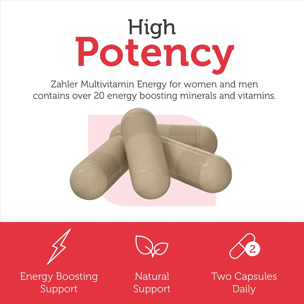 Zahler Multivitamínico Diario para Mujeres y Hombres con Hierro y Energía (60 Cápsulas)