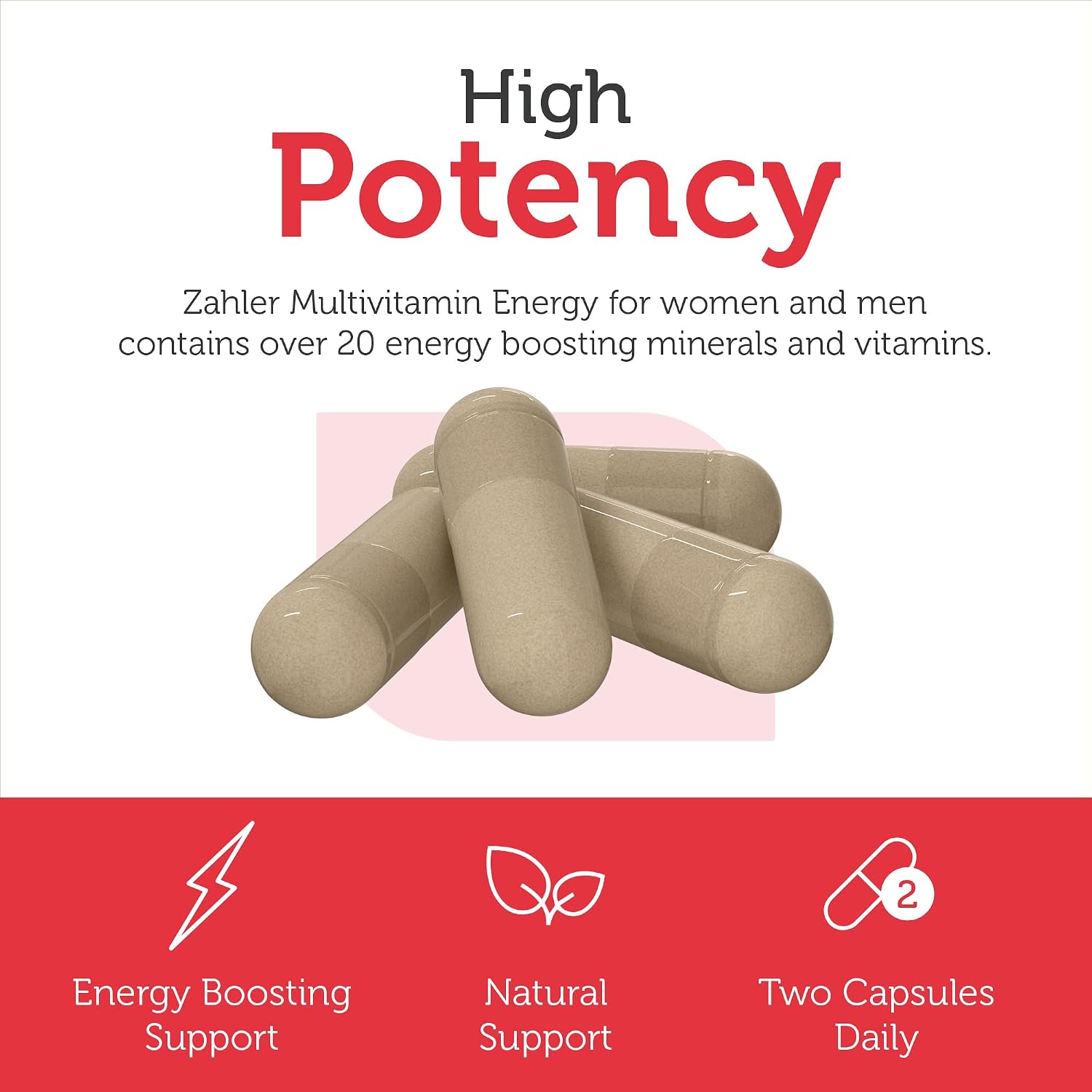 Zahler Multivitamínico Diario para Mujeres y Hombres con Hierro y Energía (60 Cápsulas)