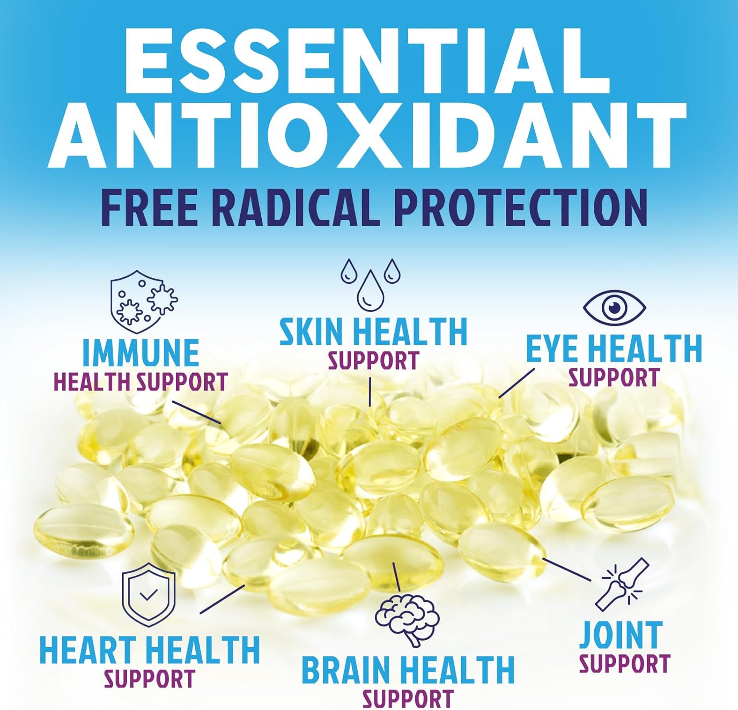 Vitamina E (DL-alfa-tocoferol) 180 mg por dosis - Cápsulas blandas - Apoyo antioxidante para piel, corazón e inmunidad - 120 cápsulas