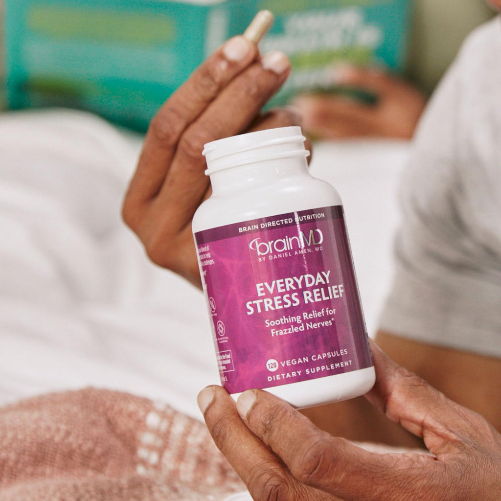 BRAINMD Dr Amen Everyday Stress Relief - 120 Capsules - Promotes Relaxation and Focus - Non-Drowsy - Gluten-Free - 30 Servings