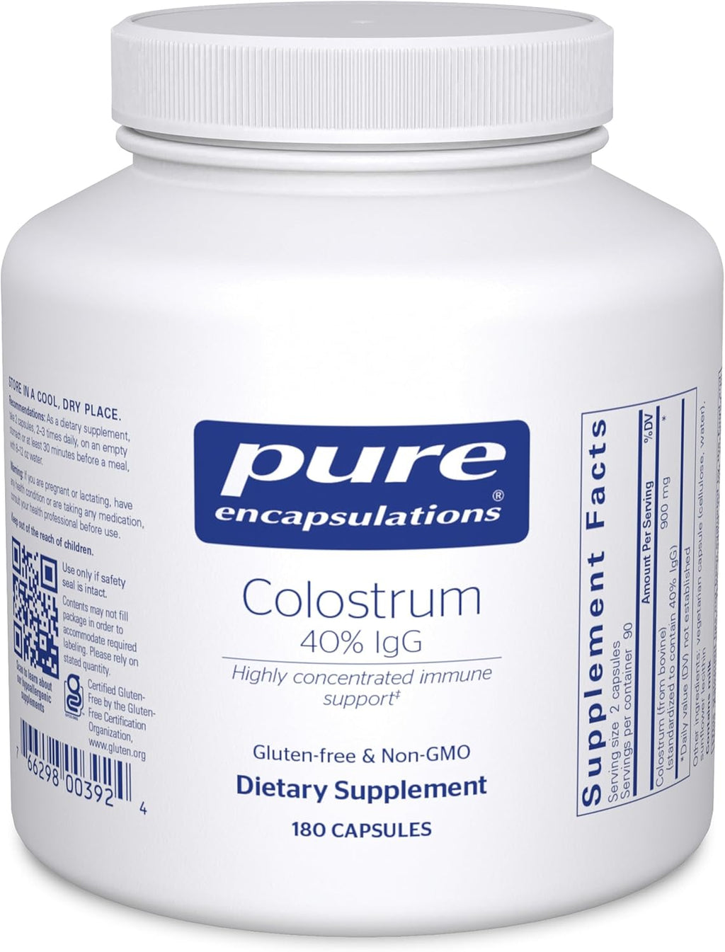 Pure Encapsulations Calostro Bovino 40% IgG – 180 Cápsulas