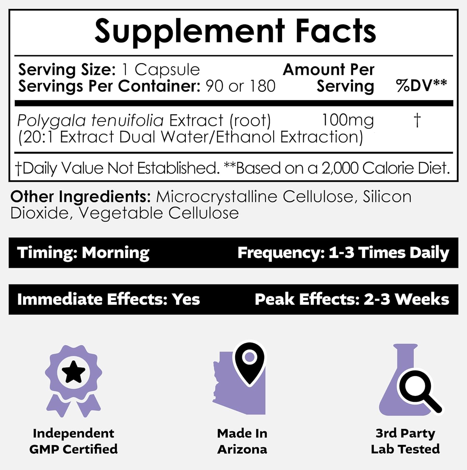 Nootropics Depot Cápsulas de Polygala tenuifolia | 100mg | 90 Cápsulas | Extracto 20:1 | Yuan Zhi
