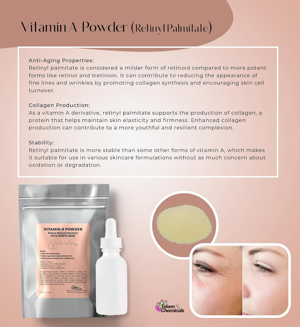 Polvo de Vitamina A (Retinil Palmitato) - 113 g - Grado Cosmético