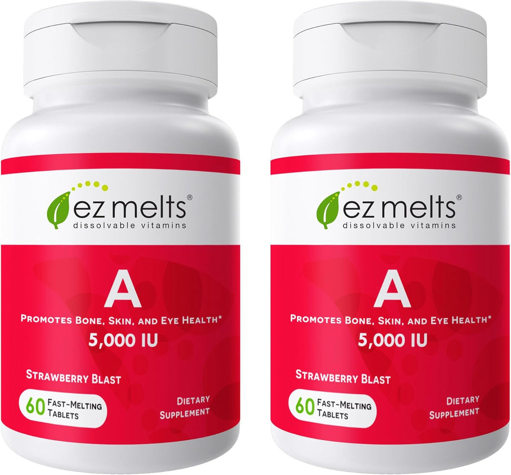 EZ Melts Vitamina A – Vegan Vitamin A Supplement – 60 Strawberry Flavored Orally Disintegrating Tablets