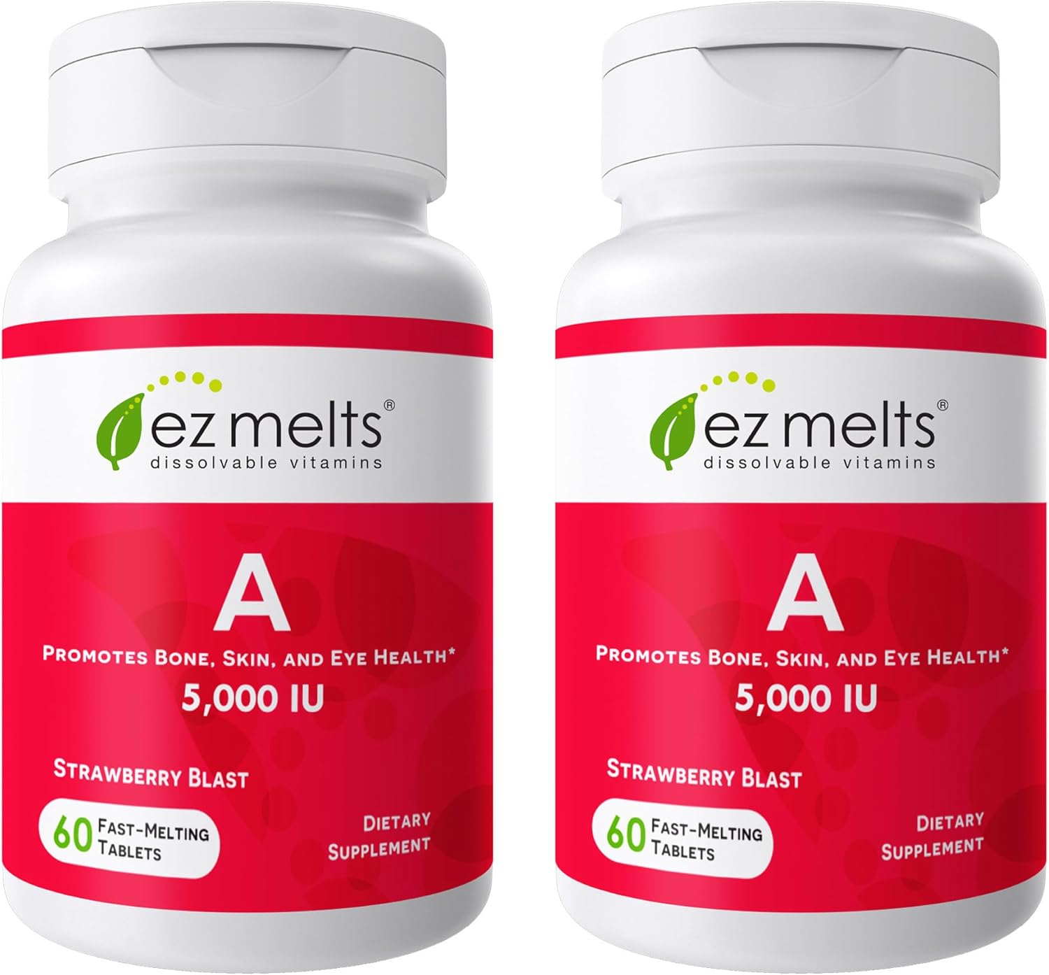 EZ Melts Vitamina A – Vegan Vitamin A Supplement – 60 Strawberry Flavored Orally Disintegrating Tablets