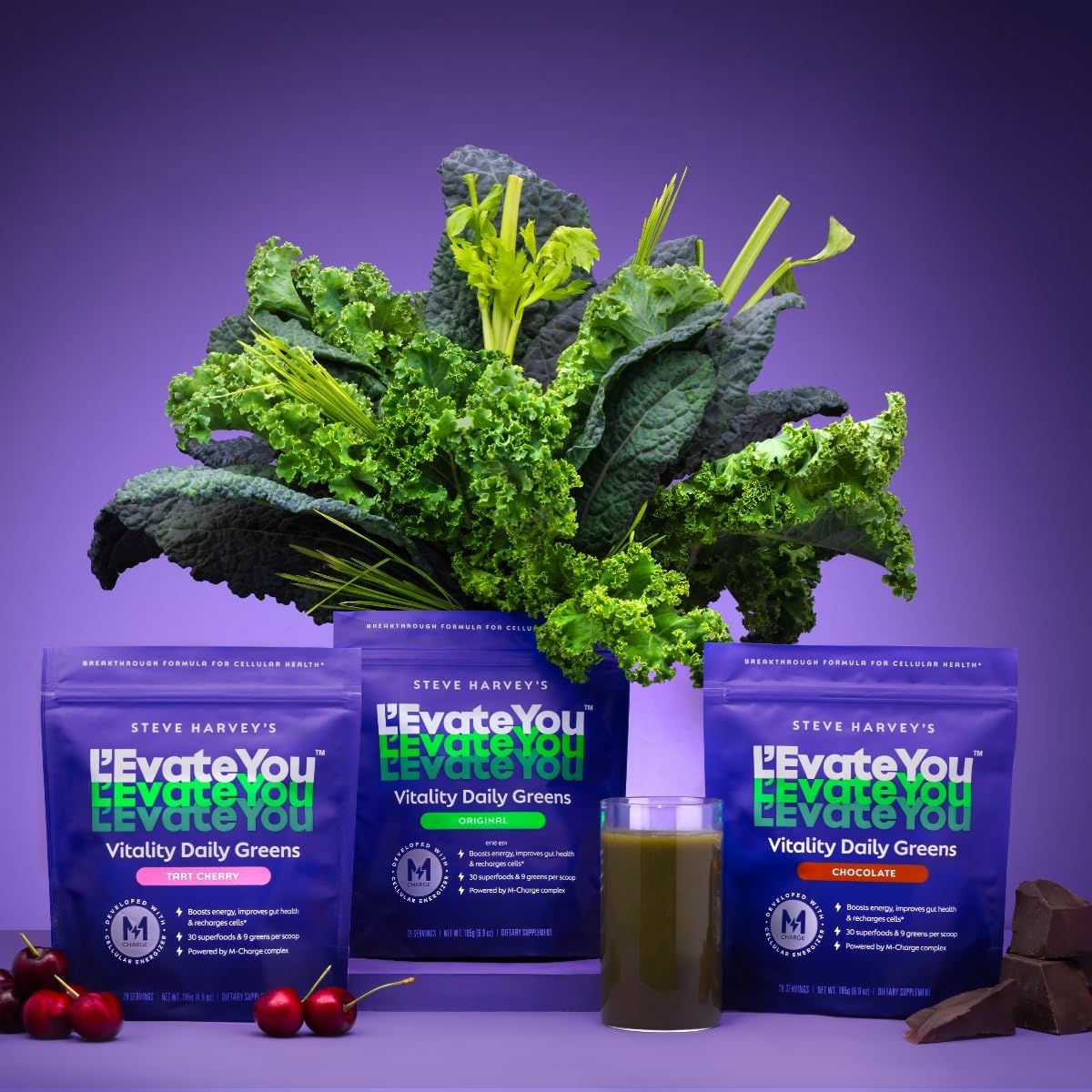 L'Evate You Vitality Daily Greens Powder - 28 porciones (Cereza Ácida)