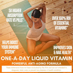 Mega Premium Liquid Multivitamin - 110 Ingredientes, Vitamina C, D3, Zinc, Sabor Naranja, 32 Servicios
