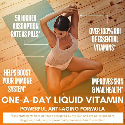 Mega Premium Liquid Multivitamin - 110 – Salud de la piel, el cabello y las uñas: Ingredientes como la PABA y la – Image 3