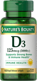 Nature's Bounty Vitamina D3 5000 IU Cápsulas Blandas de Liberación Rápida, 150 Unidades