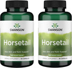 Swanson Cola de Caballo - Suplemento Herbal para Cabello, Piel y Uñas - 90 Cápsulas de 500 mg (2 Envases)