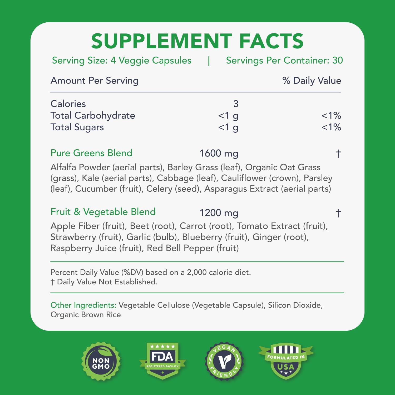 KaraMD Pure Nature | Suplemento de Verduras, Frutas y Hortalizas | Multivitamínico Integral y Antioxidantes | 20 Frutas y Verduras para Energía y Digestión | Sin Gluten y Vegano (Pack de 4)
