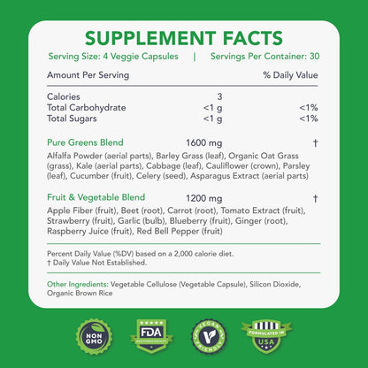 KaraMD Pure Nature | Suplemento de Verduras, Frutas y Hortalizas | Multivitamínico Integral y Antioxidantes | 20 Frutas y – Image 2