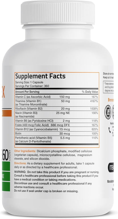 Bronson Complejo B con Vitamina C - 360 – Función normal del sistema nervioso: Las vitaminas B1, B2, B6 y B12 – Image 2